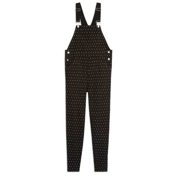 NWT WeWoreWhat Denim Rhinestone Crystals Black Overalls Jumpsuit Large Cotton - Picture 10 of 10